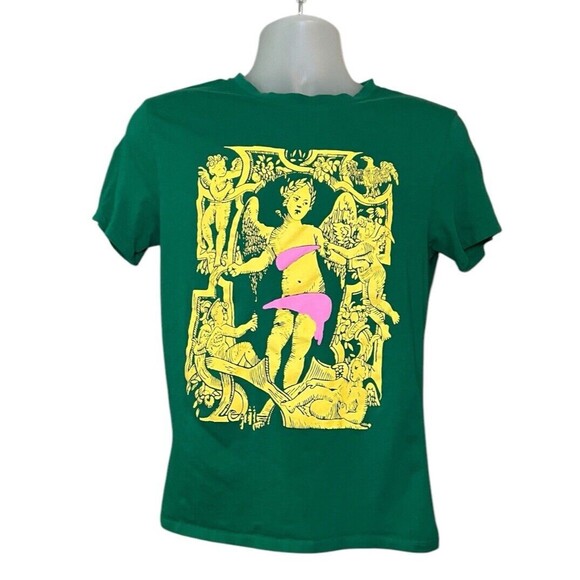 Pop Man Men's Size Small Greek Goddess Graphic Short Sleeve Tee Shirt Green - Picture 1 of 4